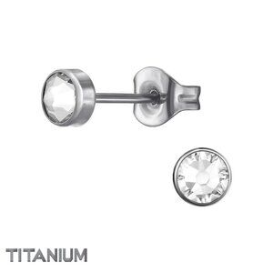 Titanium Round Ear Studs with Crystal 3mm​